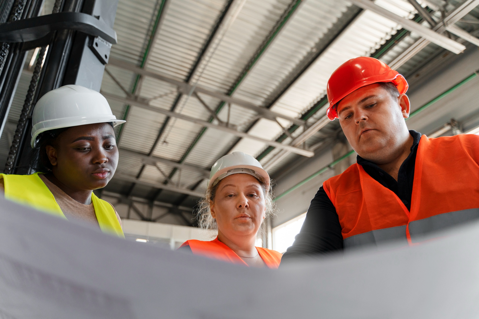 Construction team working on a project